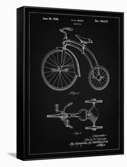 PP1114-Vintage Black Tricycle Patent Poster-Cole Borders-Framed Stretched Canvas