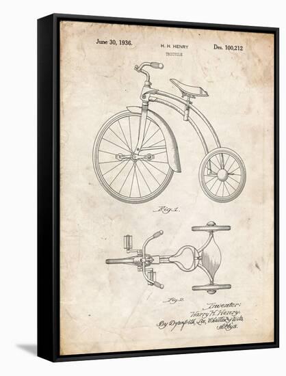 PP1114-Vintage Parchment Tricycle Patent Poster-Cole Borders-Framed Stretched Canvas