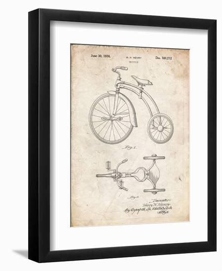 PP1114-Vintage Parchment Tricycle Patent Poster-Cole Borders-Framed Giclee Print