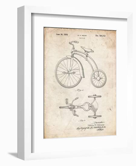 PP1114-Vintage Parchment Tricycle Patent Poster-Cole Borders-Framed Giclee Print