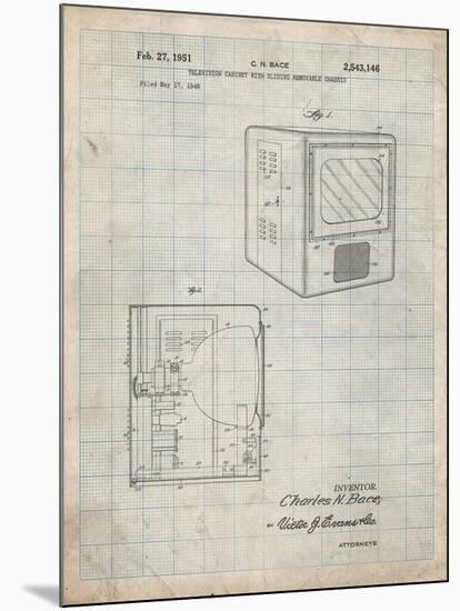 PP1115-Antique Grid Parchment Tube Television Patent Poster-Cole Borders-Mounted Giclee Print