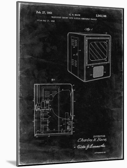 PP1115-Black Grunge Tube Television Patent Poster-Cole Borders-Mounted Giclee Print