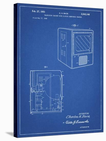 PP1115-Blueprint Tube Television Patent Poster-Cole Borders-Stretched Canvas