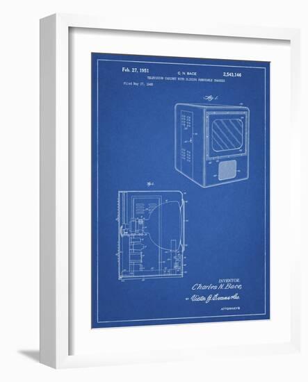 PP1115-Blueprint Tube Television Patent Poster-Cole Borders-Framed Giclee Print