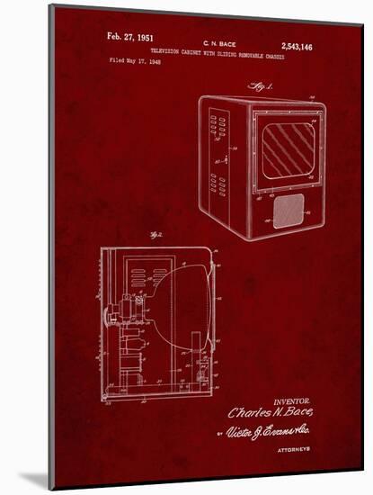 PP1115-Burgundy Tube Television Patent Poster-Cole Borders-Mounted Giclee Print