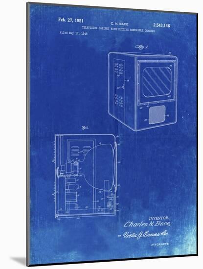 PP1115-Faded Blueprint Tube Television Patent Poster-Cole Borders-Mounted Giclee Print