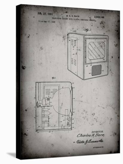 PP1115-Faded Grey Tube Television Patent Poster-Cole Borders-Stretched Canvas