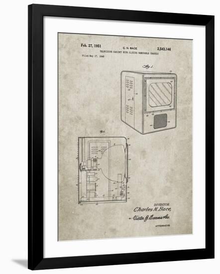 PP1115-Sandstone Tube Television Patent Poster-Cole Borders-Framed Giclee Print