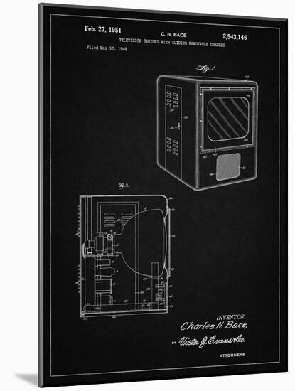 PP1115-Vintage Black Tube Television Patent Poster-Cole Borders-Mounted Giclee Print