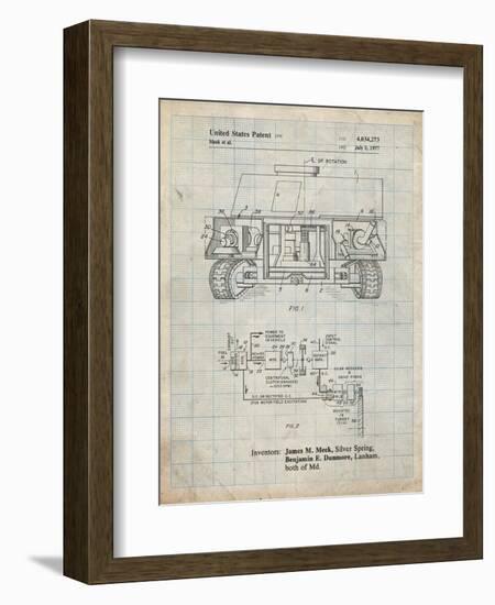 PP1116-Antique Grid Parchment Turret Drive System Patent Poster-Cole Borders-Framed Giclee Print