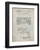 PP1116-Antique Grid Parchment Turret Drive System Patent Poster-Cole Borders-Framed Giclee Print