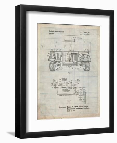 PP1116-Antique Grid Parchment Turret Drive System Patent Poster-Cole Borders-Framed Giclee Print