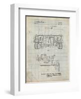 PP1116-Antique Grid Parchment Turret Drive System Patent Poster-Cole Borders-Framed Giclee Print