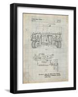 PP1116-Antique Grid Parchment Turret Drive System Patent Poster-Cole Borders-Framed Giclee Print