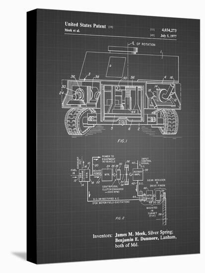 PP1116-Black Grid Turret Drive System Patent Poster-Cole Borders-Stretched Canvas