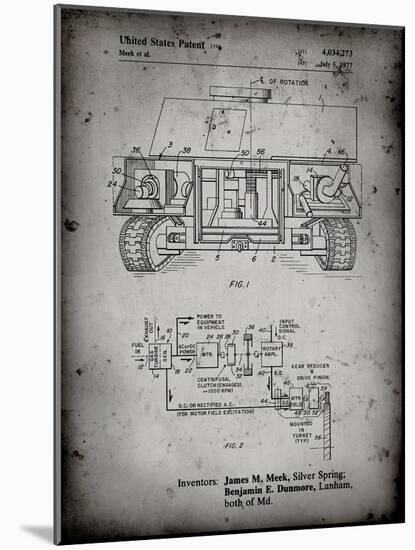 PP1116-Faded Grey Turret Drive System Patent Poster-Cole Borders-Mounted Giclee Print