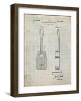 PP1117-Antique Grid Parchment Ukulele Patent Poster-Cole Borders-Framed Giclee Print