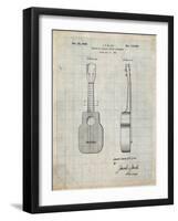 PP1117-Antique Grid Parchment Ukulele Patent Poster-Cole Borders-Framed Giclee Print