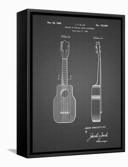 PP1117-Black Grid Ukulele Patent Poster-Cole Borders-Framed Stretched Canvas