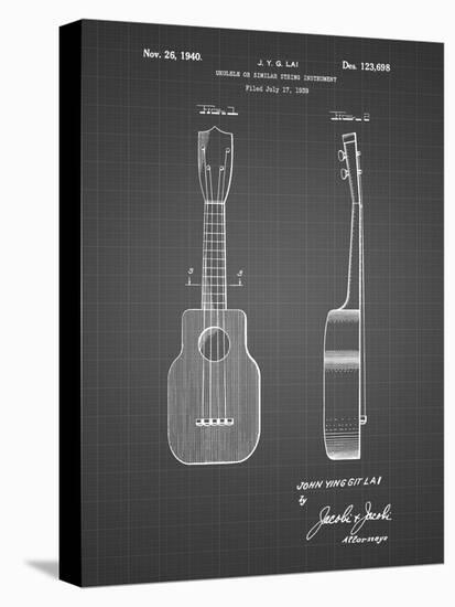 PP1117-Black Grid Ukulele Patent Poster-Cole Borders-Stretched Canvas