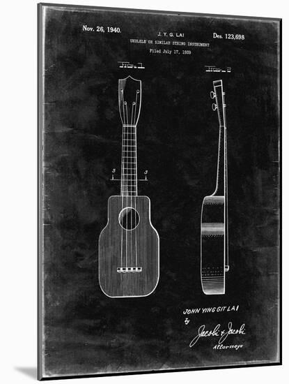 PP1117-Black Grunge Ukulele Patent Poster-Cole Borders-Mounted Giclee Print