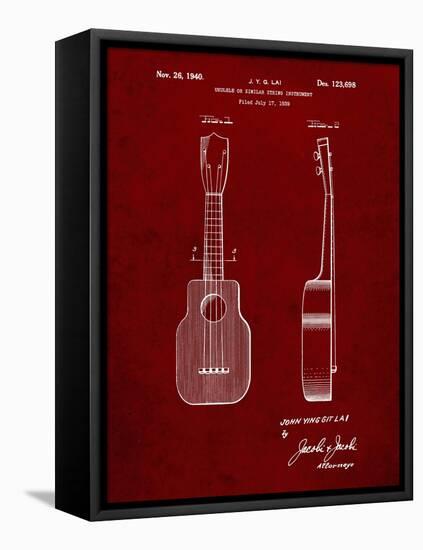 PP1117-Burgundy Ukulele Patent Poster-Cole Borders-Framed Stretched Canvas