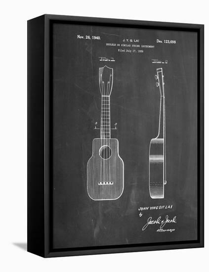 PP1117-Chalkboard Ukulele Patent Poster-Cole Borders-Framed Stretched Canvas