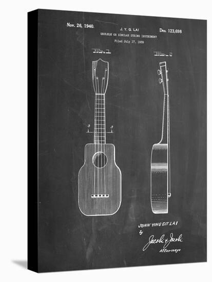 PP1117-Chalkboard Ukulele Patent Poster-Cole Borders-Stretched Canvas