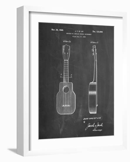 PP1117-Chalkboard Ukulele Patent Poster-Cole Borders-Framed Giclee Print