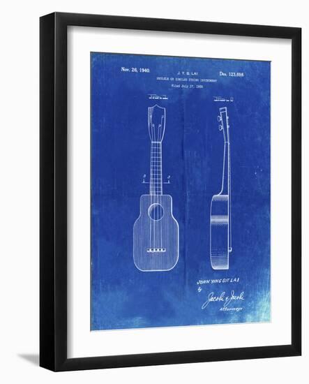 PP1117-Faded Blueprint Ukulele Patent Poster-Cole Borders-Framed Giclee Print