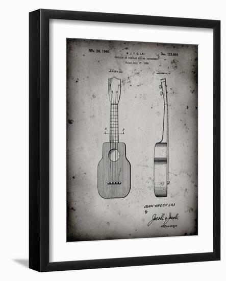 PP1117-Faded Grey Ukulele Patent Poster-Cole Borders-Framed Giclee Print