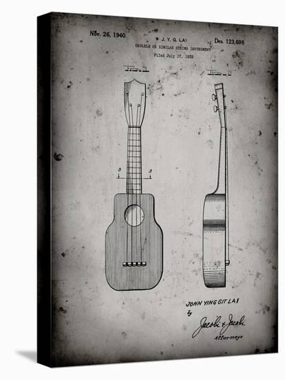 PP1117-Faded Grey Ukulele Patent Poster-Cole Borders-Stretched Canvas