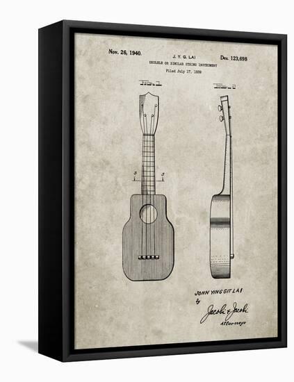 PP1117-Sandstone Ukulele Patent Poster-Cole Borders-Framed Stretched Canvas