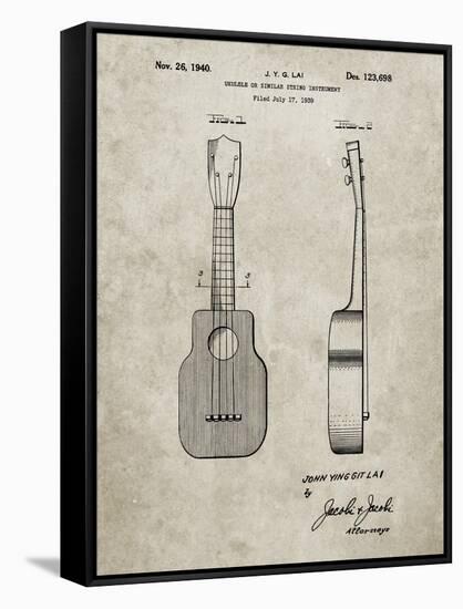 PP1117-Sandstone Ukulele Patent Poster-Cole Borders-Framed Stretched Canvas