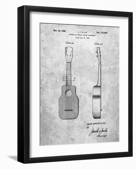 PP1117-Slate Ukulele Patent Poster-Cole Borders-Framed Giclee Print