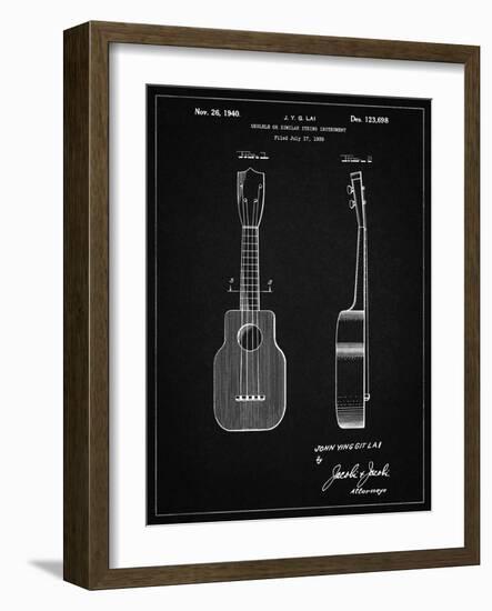 PP1117-Vintage Black Ukulele Patent Poster-Cole Borders-Framed Giclee Print