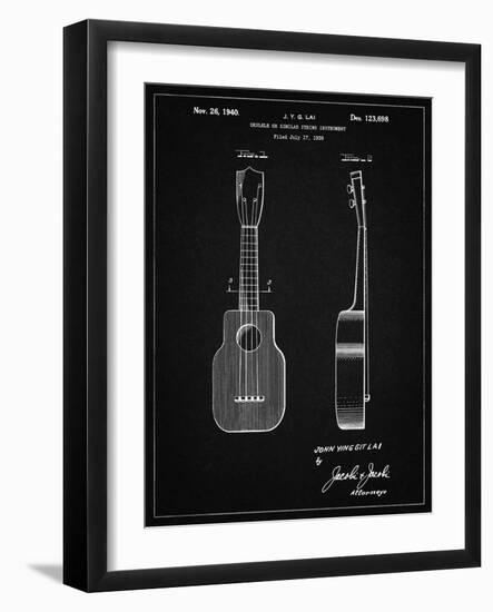 PP1117-Vintage Black Ukulele Patent Poster-Cole Borders-Framed Giclee Print
