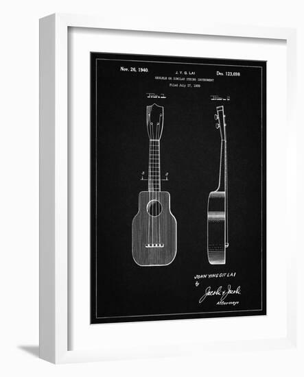 PP1117-Vintage Black Ukulele Patent Poster-Cole Borders-Framed Giclee Print