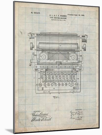 PP1118-Antique Grid Parchment Underwood Typewriter Patent Poster-Cole Borders-Mounted Giclee Print