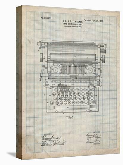 PP1118-Antique Grid Parchment Underwood Typewriter Patent Poster-Cole Borders-Stretched Canvas