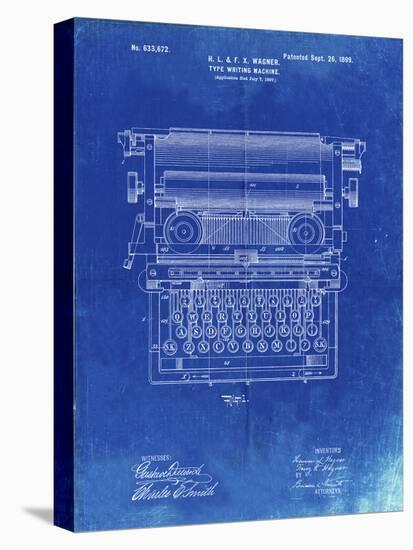 PP1118-Faded Blueprint Underwood Typewriter Patent Poster-Cole Borders-Stretched Canvas