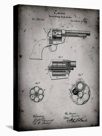 PP1119-Faded Grey US Firearms Single Action Army Revolver Patent Poster-Cole Borders-Stretched Canvas