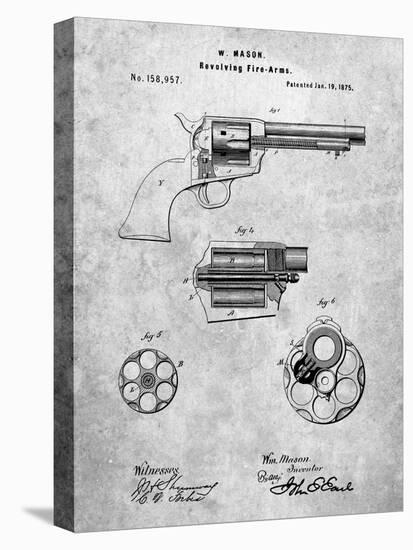 PP1119-Slate US Firearms Single Action Army Revolver Patent Poster-Cole Borders-Stretched Canvas