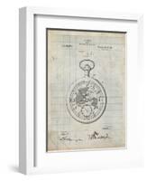 PP112-Antique Grid Parchment U.S. Watch Co. Pocket Watch Patent Poster-Cole Borders-Framed Giclee Print