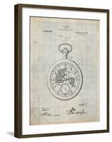 PP112-Antique Grid Parchment U.S. Watch Co. Pocket Watch Patent Poster-Cole Borders-Framed Giclee Print