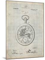 PP112-Antique Grid Parchment U.S. Watch Co. Pocket Watch Patent Poster-Cole Borders-Mounted Giclee Print