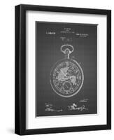 PP112-Black Grid U.S. Watch Co. Pocket Watch Patent Poster-Cole Borders-Framed Premium Giclee Print