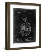 PP112-Black Grunge U.S. Watch Co. Pocket Watch Patent Poster-Cole Borders-Framed Giclee Print