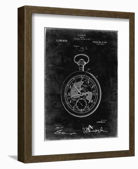 PP112-Black Grunge U.S. Watch Co. Pocket Watch Patent Poster-Cole Borders-Framed Giclee Print