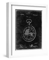 PP112-Black Grunge U.S. Watch Co. Pocket Watch Patent Poster-Cole Borders-Framed Giclee Print